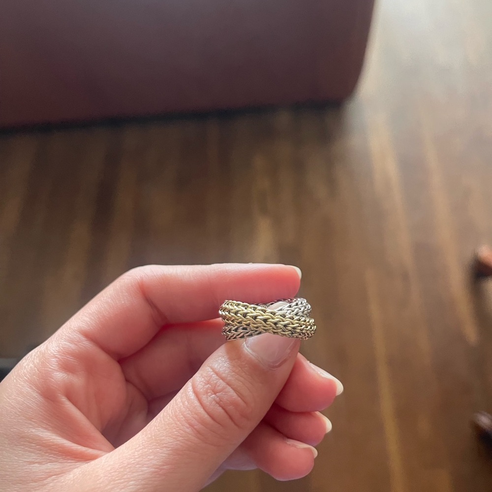 John Hardy 18K Gold and Sterling Silver Braided Ring - Picture 6 of 13